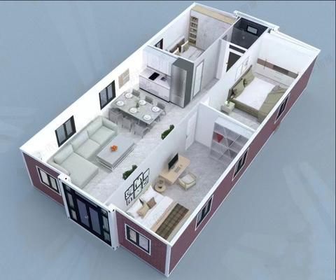 Customized 20 30 40ft Isolato Piccolo Portatile Prefabbricato Container House Espandibile Con 1 a 6 Camere Da Letto